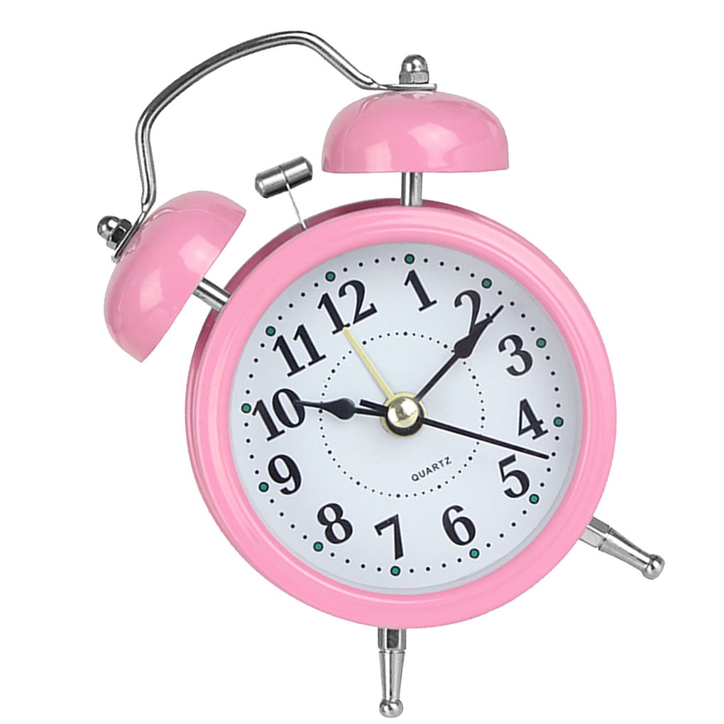 Single Bell Alarm Clock ""Quartz"" Pink with Night Light ***Free  Shipping** 