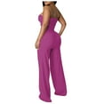 thumbnail image 5 of Scyoekwg Womens 2 Piece Sets Summer Outfits Elegant Sleeveless Round Neck Tops Wide Leg Pants Tracksuit Casual Sweatsuits Sets Loose Solid Color Trendy Matching Sets (Purple,S), 5 of 6