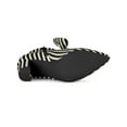 thumbnail image 5 of BLISSFUL STEP Women's Pointed Toe Bow Striped Chunky Heel Ankle Boots Black 6, 5 of 7