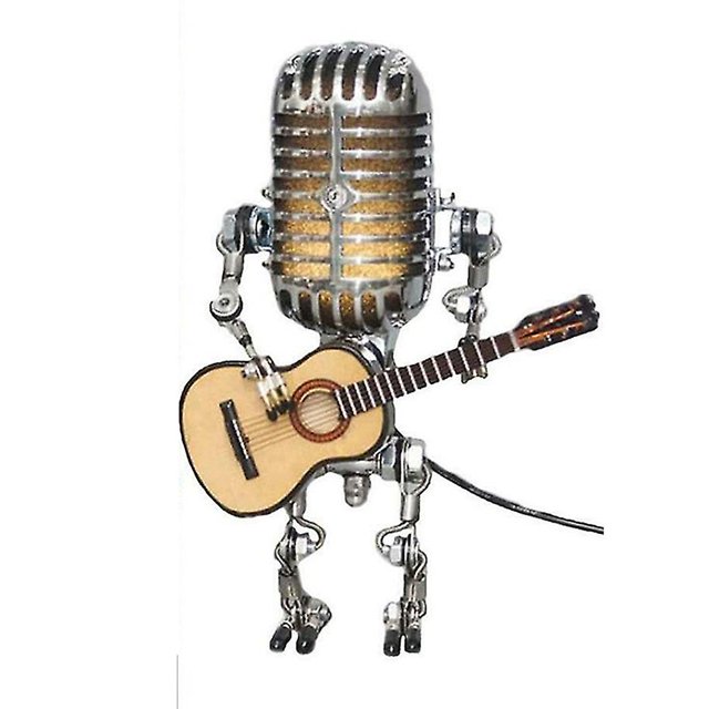 Vintage Microphone Guitar Robot Lamp Metal Night Light Desktop Ornament