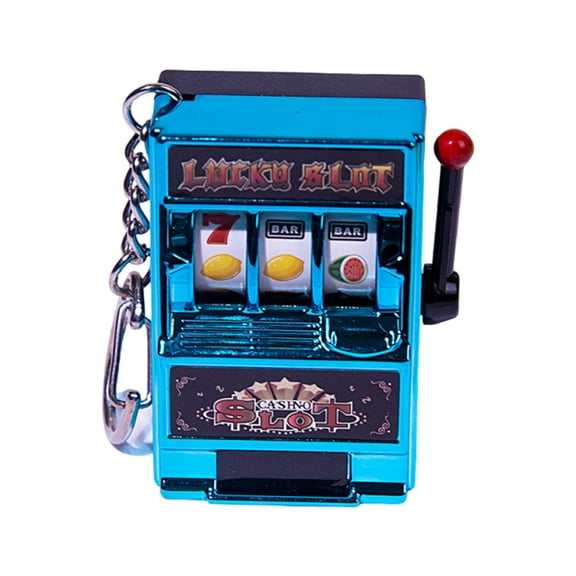 Miniature Fruit Slot Machines Keychain Plastic Prize Toy Keyring Pendant Jewelry Easy Carry Entertainment Gadget