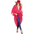 thumbnail image 5 of HAPPY BAY Women's Chiffon Beach Solid Sheer Button Down Kimono Bathing Suit Cover up Casual Summer Beachwear Duster Cardigan Kimonos for Women 3X-4X Fuscia, Solid, 5 of 5