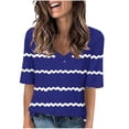 thumbnail image 2 of Blouses pour Femmes, Mode Décontractée Imprimée à Manches Courtes Col en V T-Shirt Yop, 2 of 5