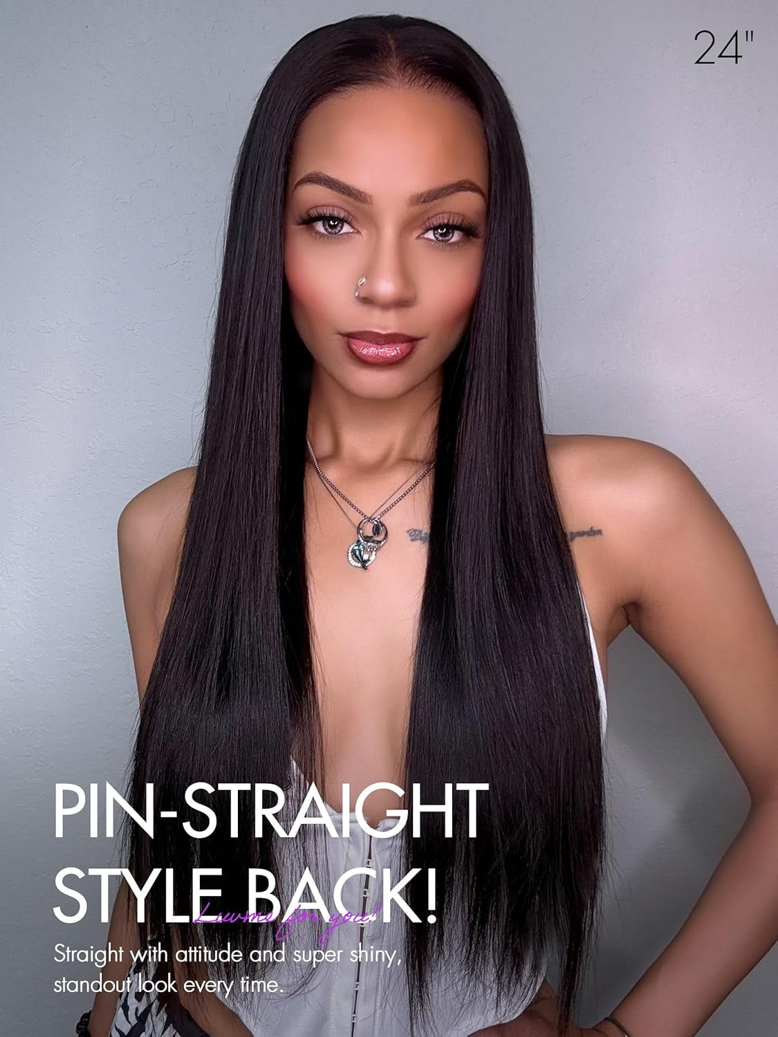 LUVME 13x4 Lace Frontal 10" Human Hair Wigs Glueless Long Silky Straight Narutal Black Precut Lace Pre-plucked Middle Part for Women