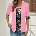 thumbnail image 2 of Sexlip Half Sleeve Faux Two-Piece Top for Women Print Square Neck Fashion Casual Work Daily T Shirt Summer Pink S, 2 of 9