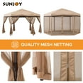 thumbnail image 4 of Sunjoy James 11x11 ft. Outdoor Portable Hexagon Steel Frame Soft Top Pop Up Gazebo, Instant Canopy&Tent, Mesh Sidewalls and Carry Bag Included, Tan & Brown, 4 of 7