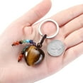 thumbnail image 4 of Natural Tiger Eye Heart Crystal Keychain 7 Chakra Healing Gemstone Key Ring Charm for Women, 4 of 5