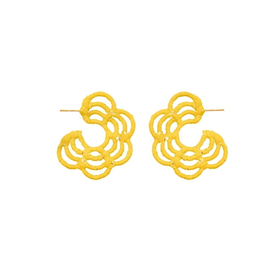 Time and Tru Raffia Wrapped Hoop Earrings, Pale Yellow, 1 Pair