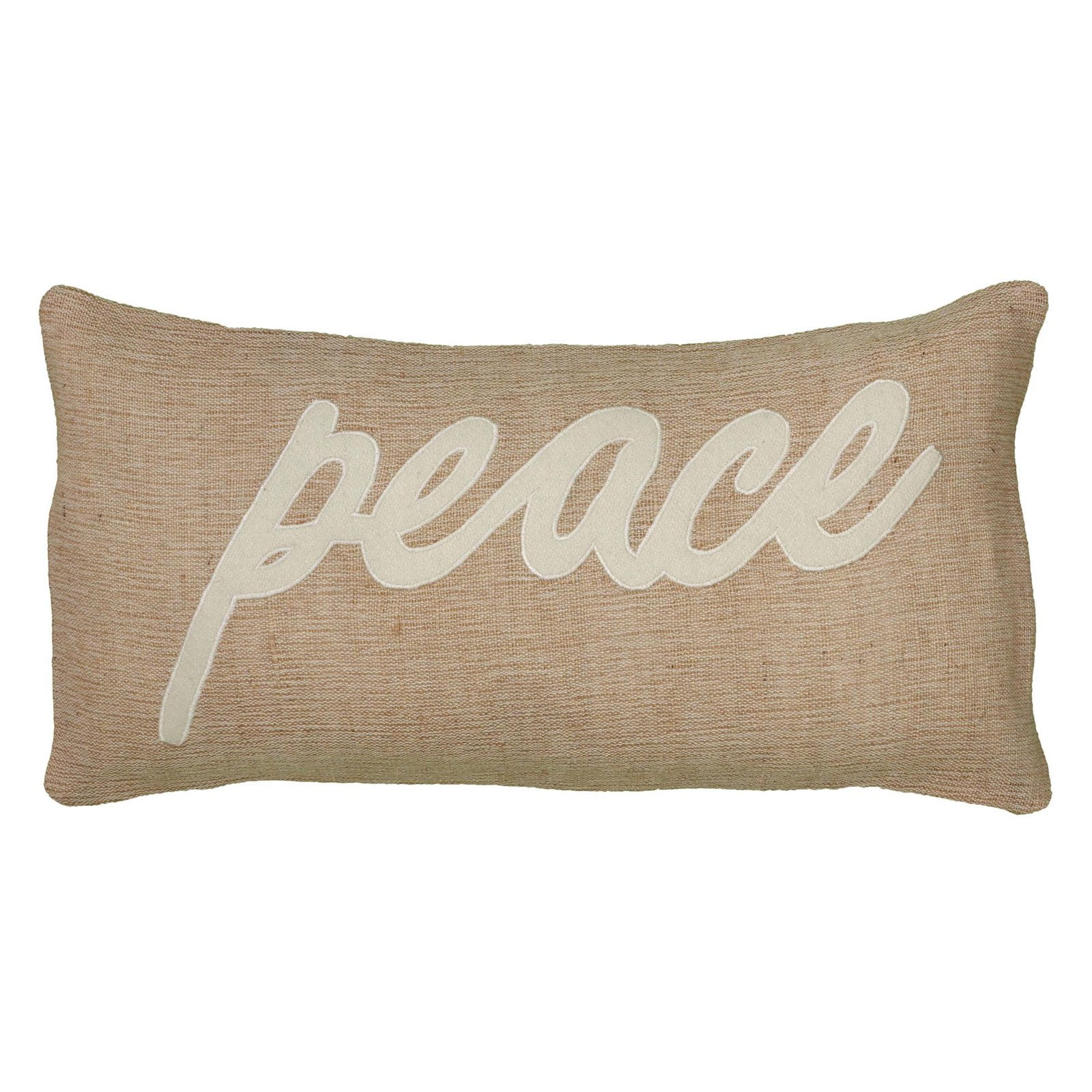 Decorative Poly Filled Throw Pillow "Peace" 11"X21" Natural Walmart