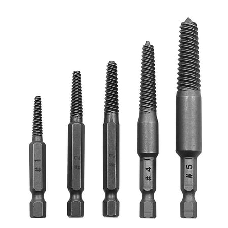

5x Broken Bolt Extractor Kit Hex Shank Spiral Flute Bolt Extractor Set Stripped Screw Remover Set Broken Bolt Extractor