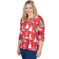 thumbnail image 3 of Alfred Dunner Womens Snowmen Printed Crewneck Top, 3 of 4