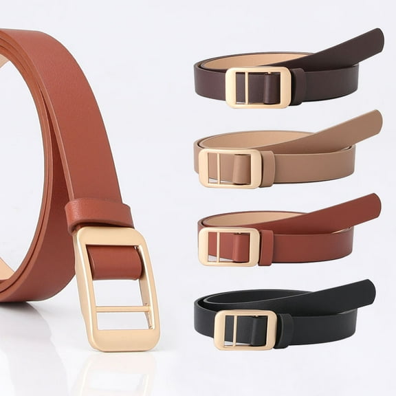 Women Belt Adjustable Length Metal Buckle Faux Leather Belt Versatile Solid Color Belt Jeans Shirt Coat Belt Fashion Accessories