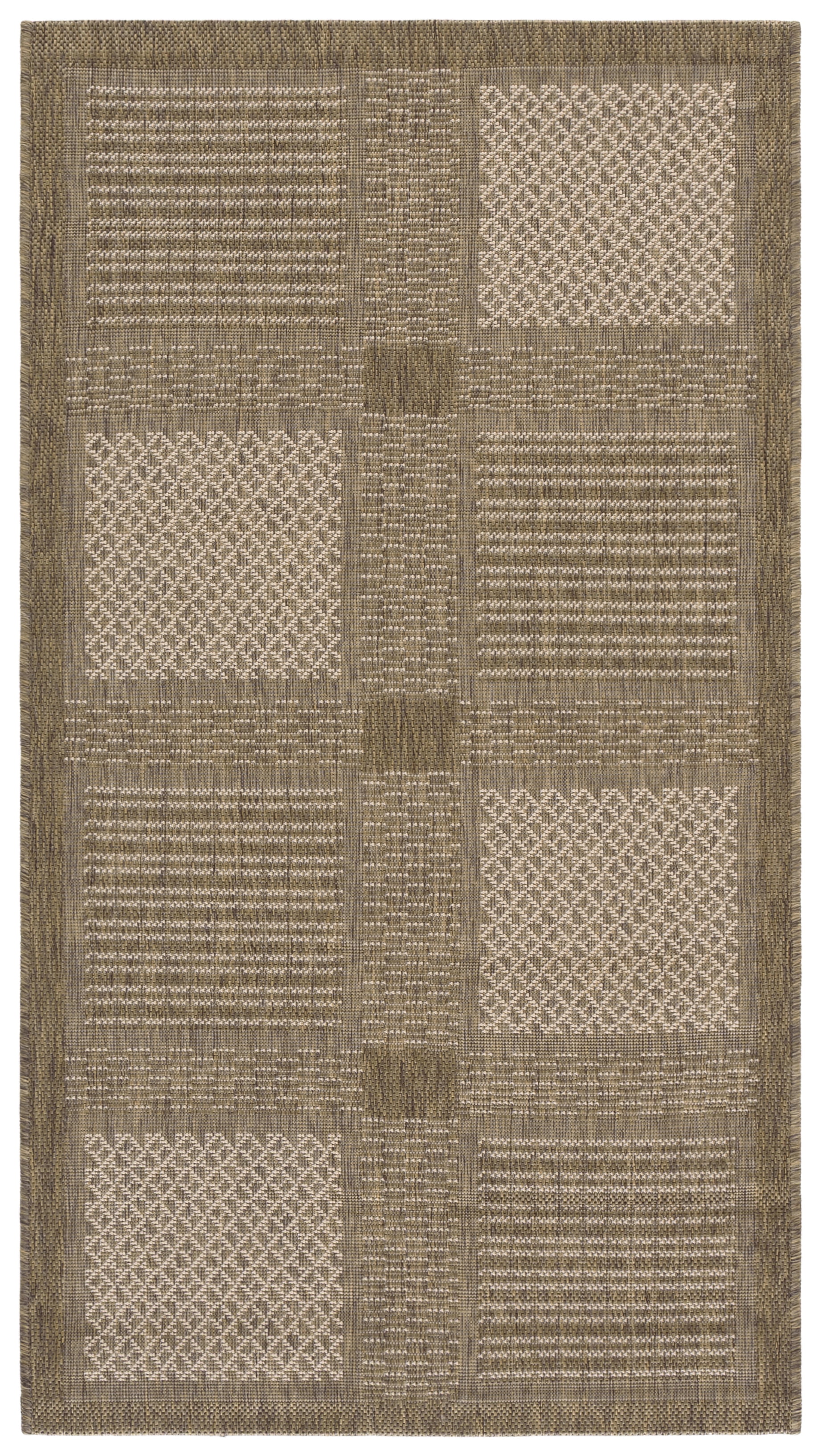 Safavieh Courtyard Eileen Geometric Indoor/Outdoor Area Rug, Brown/Natural, 4' x 5'7"