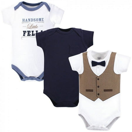 UPC: 0660168723342 | Little Treasure Baby Boy Cotton Bodysuits 3pk  Handsome Fella  0-3 Months