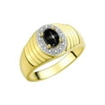 thumbnail image 6 of RYLOS Men's Rings 14K Yellow Gold Classic Halo Of  Diamonds 7X5MM Oval Gemstone Ring Black Star Sapphire March Birthstone Rings For Men Size 8, 6 of 7