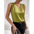 thumbnail image 6 of CHUMUD Womens Satin Tank Tops V Neck Pleated Sleeveless Business Casual Outfit Summer Dressy Work Blouse, 6 of 7