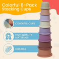 thumbnail image 2 of Vasos apilables Tiny Tinker Juego de apilamiento de vasos educativos de juguete para bebés Vasos apilables de 8 piezas con número Vasos anidados de arcoíris para bebés de 6 a 12 meses Vasos apilables, 2 of 5