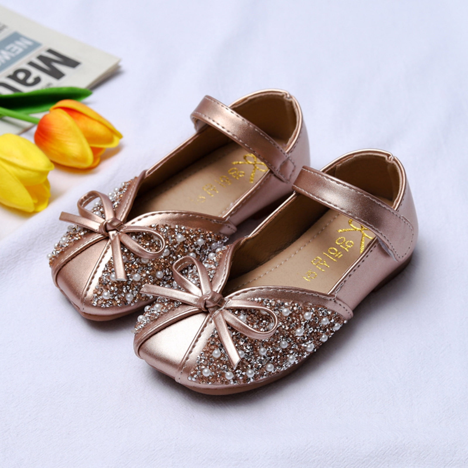 Child Kids Toddler Baby Girls Crystal Leather Single Shoes Party Princess Shoes 