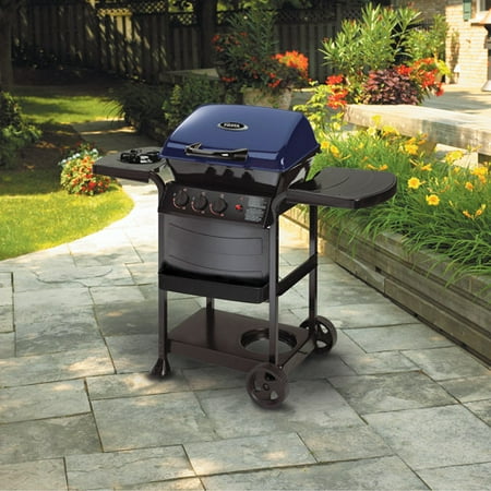 Fiesta 25,000 BTU 2-Burner Gas Grill with Side Burner, Blue