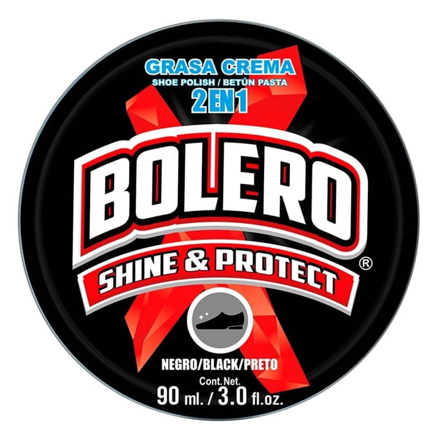 Grasa para calzado Bolero shine & protect 2 en 1 negro 90 ml