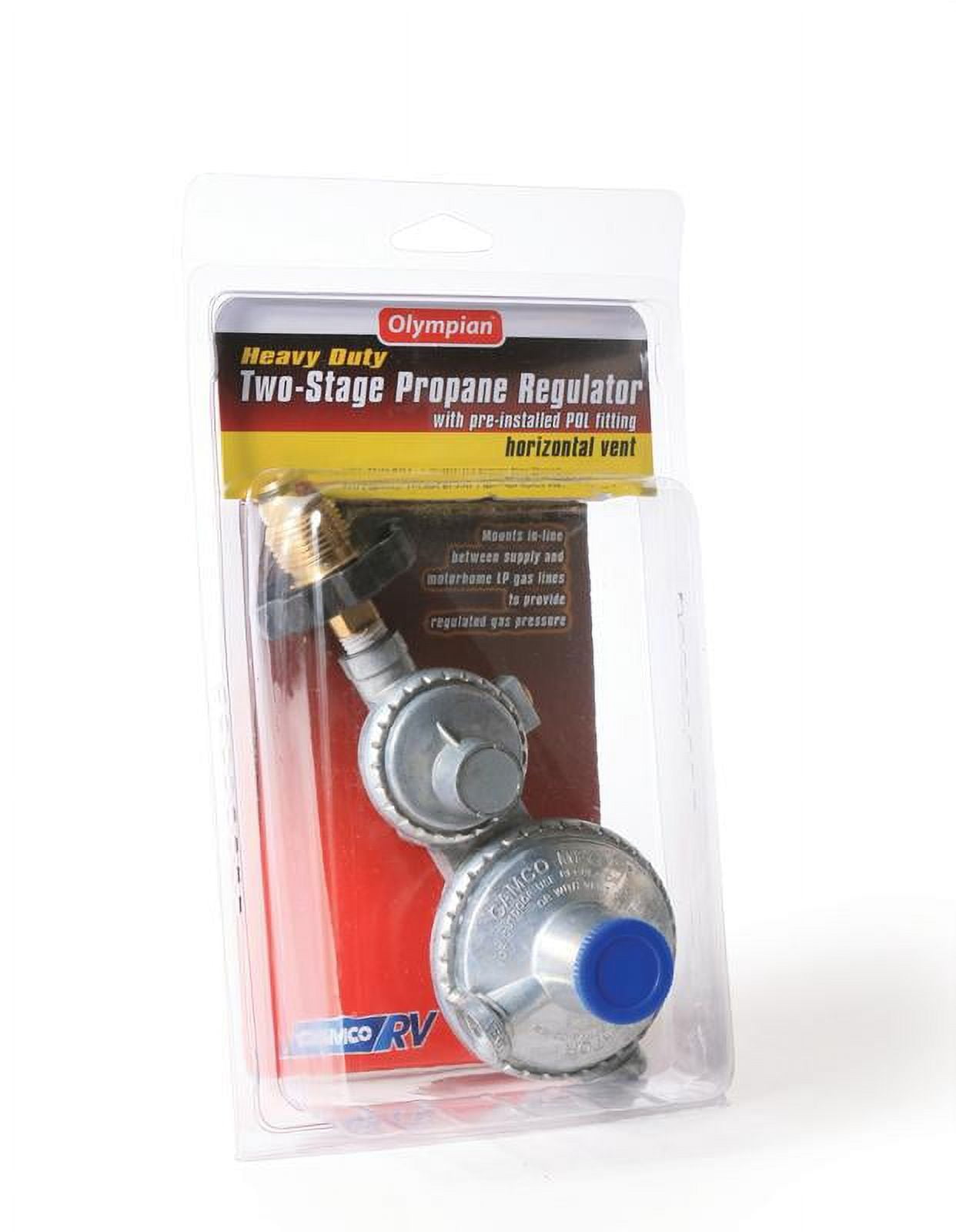 Flame King 2-Stage Auto Changeover Propane Gas RV Regulator Kit with Two 12 in
