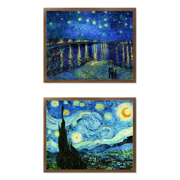 2 Pack 5D Diamond Painting Kits for Adults, Full Drill Van Gogh Starry Night Diamond Art Painting DIY for Home Wall Decor Gift 30x40cm, 1-2-37