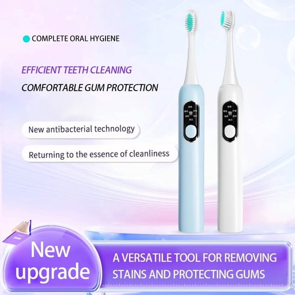 Pinkiou Low Frequency Electric Toothbrush, Sonic Toothbrush with 6 Cleaning Modes, Soft Bristle Brush Head, Smart Display and Long Battery Life, Sensitive Gum Care Electric Toothbrush for Adults