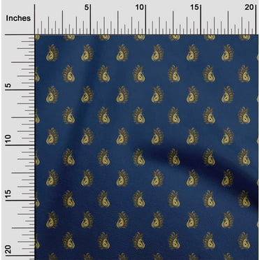 oneOone Organic Cotton Poplin Twill Fabric Paisley Block Printed Fabric 1 Yard 42 Inch Wide