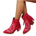 thumbnail image 6 of Red Womens Chunky Heel Boots With Side Zipper And Round Toe For Winter Casual And Fashionable Look, 6 of 9