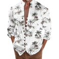 thumbnail image 1 of Camisas Y Playeras Camisa de manga larga con estampado 3D digital y cuello con botones sueltos para ocio en la playa para hombre (White, M), 1 of 4