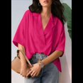 thumbnail image 4 of Blusa Informal Elegante para Mujer, de Negocios, de Corta, con Cuello en V y Tapeta, Camisa de Trabajo, Rosa , Talla XL, 4 of 8