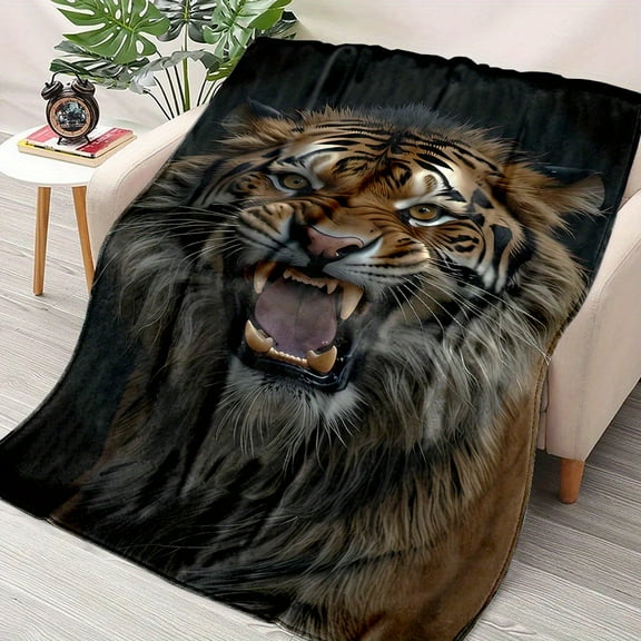 Soft & Cozy Tiger Print Throw Blanket - Versatile All-Season Flannel Fleece, Perfect for Bed, Sofa, Camping & Travel - Easy-Care, Reversible Design, Ideal Gift for Family and Friends