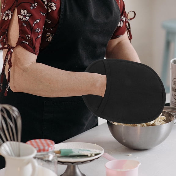 HEANUJJ Black Silicone Pot Holder Gloves Heat Resistant for Microwave Oven and Grill Use