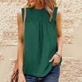 thumbnail image 5 of Scyoekwg Tank Tops for Women Sling Crewneck Chiffon Pompoms Tank Tops Suspenders Sleeveless Loose Solid Color Summer Casual Dressy Blouse Shirts (Green,XL), 5 of 6
