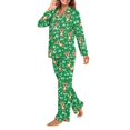 thumbnail image 2 of SCRAWLGOD Deer Ho Ho Pajamas Women Long Sleeve Button Up Pajama Top Women Soft V Neck Christmas Sleepwear for Women Size XS Comfy 2-Piece Lounge Set Women, 2 of 7
