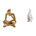 thumbnail image 1 of Escultura Abstracta De Pingüino Pensador, Estatua De Resina De Animal, Decoración Para Mesa, Sala De Estar, Estantería De Oficina, Dormitorio, Inauguración De La Casa, Adorno Coleccionable., 1 of 8