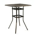 thumbnail image 4 of IVV Cast Aluminum Outdoor Patio Bar Tables, Outdoor Frosted Surface 31.5" Square Bar Height Bistro Table - 42" Pub Height (Brown), 4 of 9