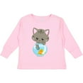 thumbnail image 3 of Inktastic Cute Cat, Little Cat, Kitty, Kitten, Fish Bowl Girls Long Sleeve Toddler T-Shirt, 3 of 5