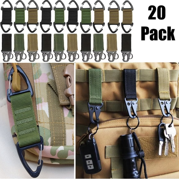 20Pack Quick Release Tactical Molle Key Ring Chain Holder,Tactical Gear Clip,Durable Nylon Multifunctional Snap Hook Keychain Buckle for Outdoor Activities,Key Ring Holder or Belt Keeper Hanger Carab