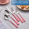 thumbnail image 6 of MDEALY 20-Piece Pink Silverware Set for 4, 18/0 Stainless Steel Flatware Cutlery Utensils Set, Include Dinner Knives,Dinner Forks,Dinner Spoons,Salad Forks,Teaspoons,Dishwasher Safe, 6 of 6