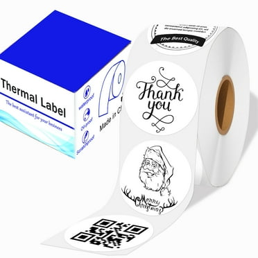 Joatuxul 2" x 2" Round Thermal Sticker Labels for Thermal Printer, Self-Adhesive Circle Direct Thermal Labels, Multi-Purpose Roll Thermal Stickers 600PCS/1ROLL White