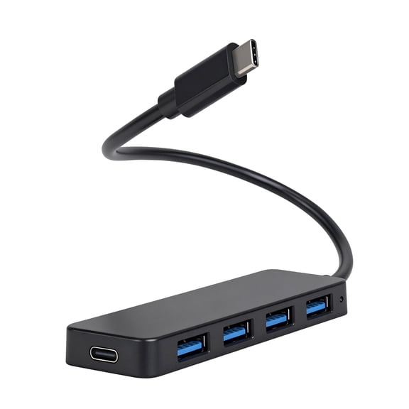 Dutevolns 4-Port USB C Hub, Ultra-Slim USB 3.0 Hub with USB-C Power Port[only for hubs], Multiport Expander for PC, Laptop, MacBook, iMac, Surface, Mobile HDD, and More (Black, 0.6 ft)