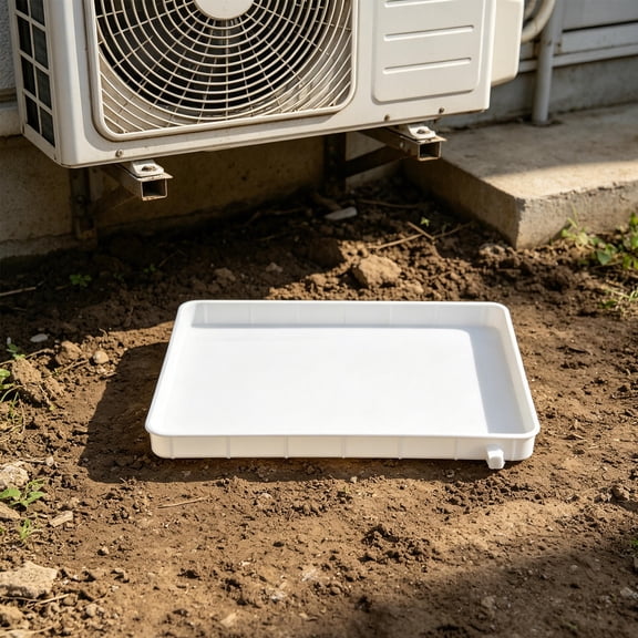 ELAYARD Durable White Ac Drain Pan with Side Spout Plastic Drip Tray for Home Air Conditioner Units