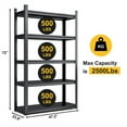 thumbnail image 2 of Fithood H72 * W47.2 * D23.6 Storage Shelves 5 Tier Heavy Duty Metal Shelving Unit Adjustable Shelving Units and Storage Rack Kitchen Garage Shelf, 2 of 5