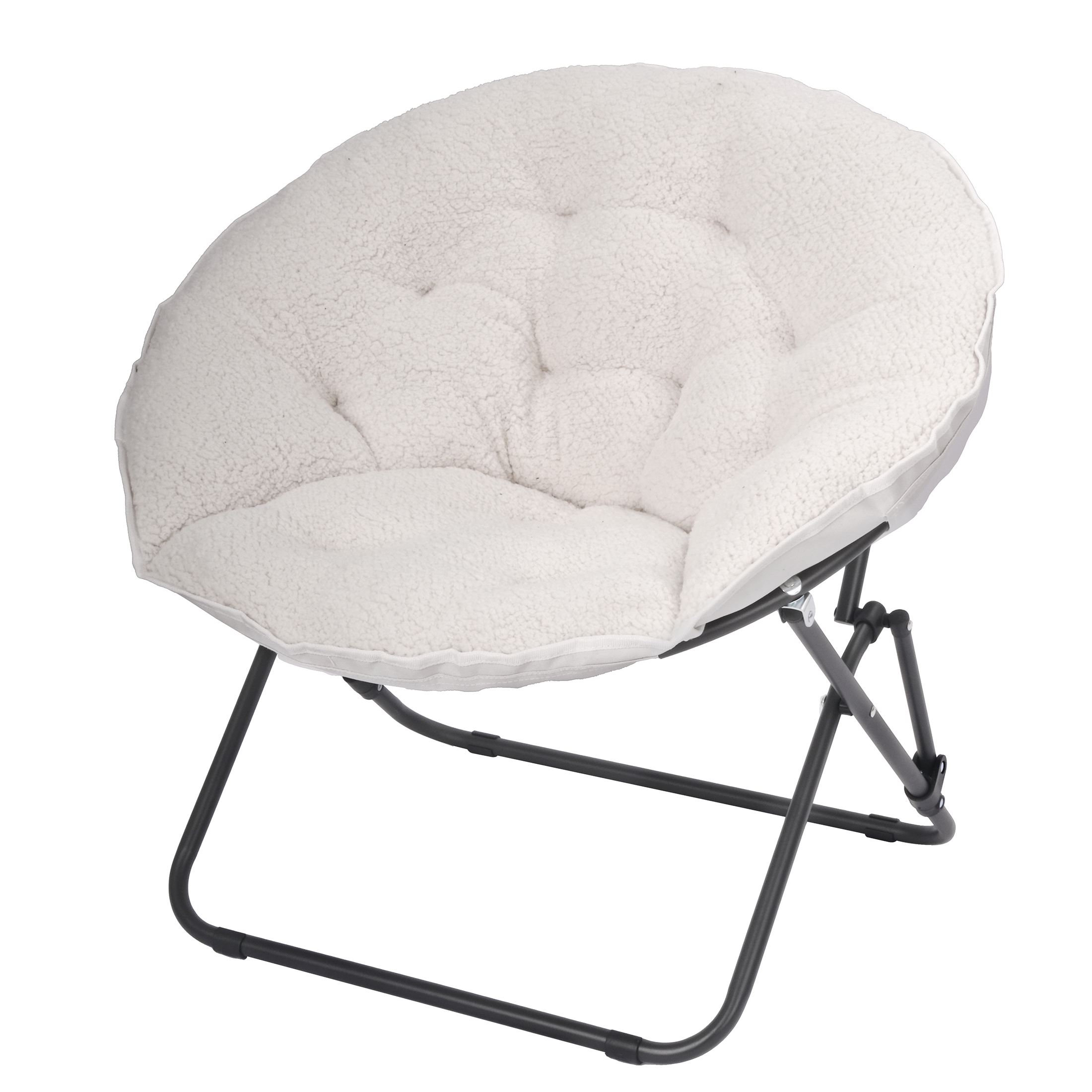 Mainstays Saucer Chair for Kids and Teens, White Faux Shearling - image 4 of 7