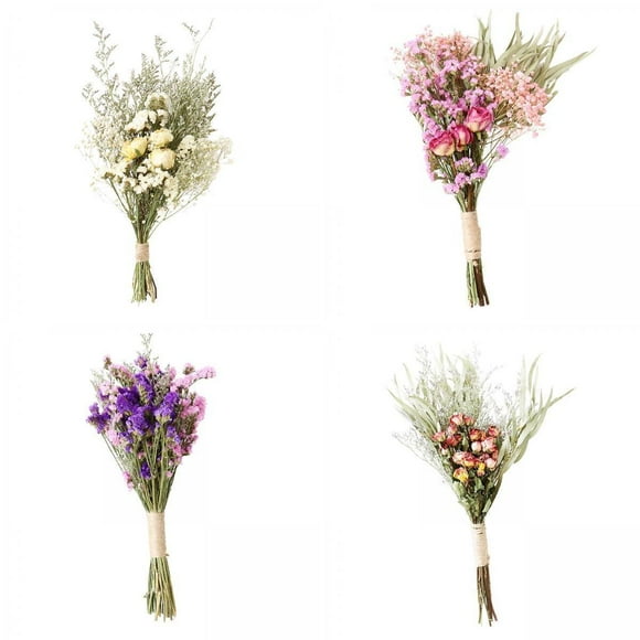 GUOOL 4x Dried Flowers Bouquet Dried Plants Flower Ornament Wedding Decor