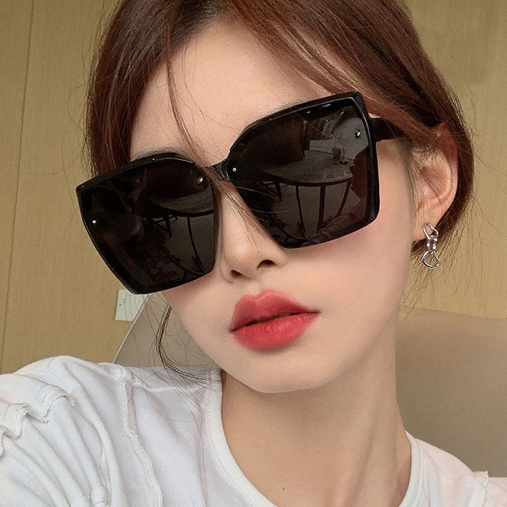 Women's Big Face Sunshade Lightweight Easy to Clean Elegant Sunglasses  Fashion Items for Woman Man Girl Transparent Green 