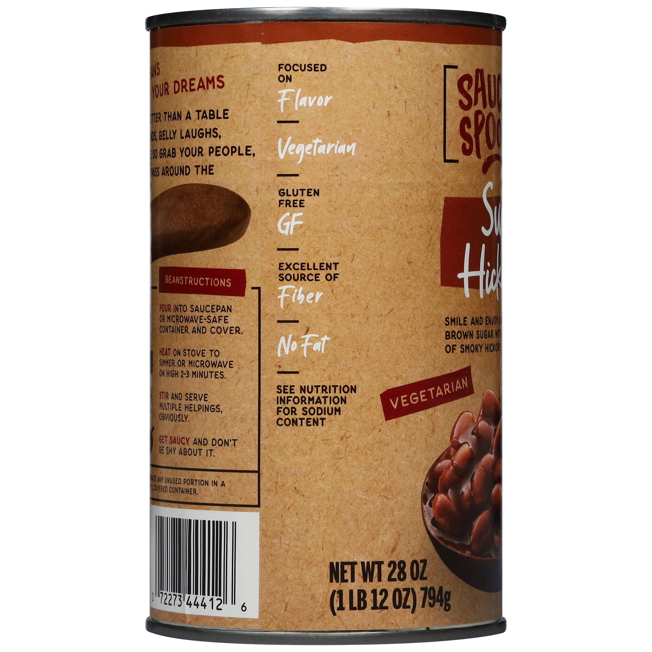 Saucy Spoon Sweet Hickory Baked Beans, Canned Beans, 28 oz Can