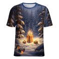thumbnail image 5 of Christmas Snowman Snow House T Shirts Basic T-Shirt Short Sleeve Ladies Tee Shirt Summer Graphic Clothing, 5 of 6