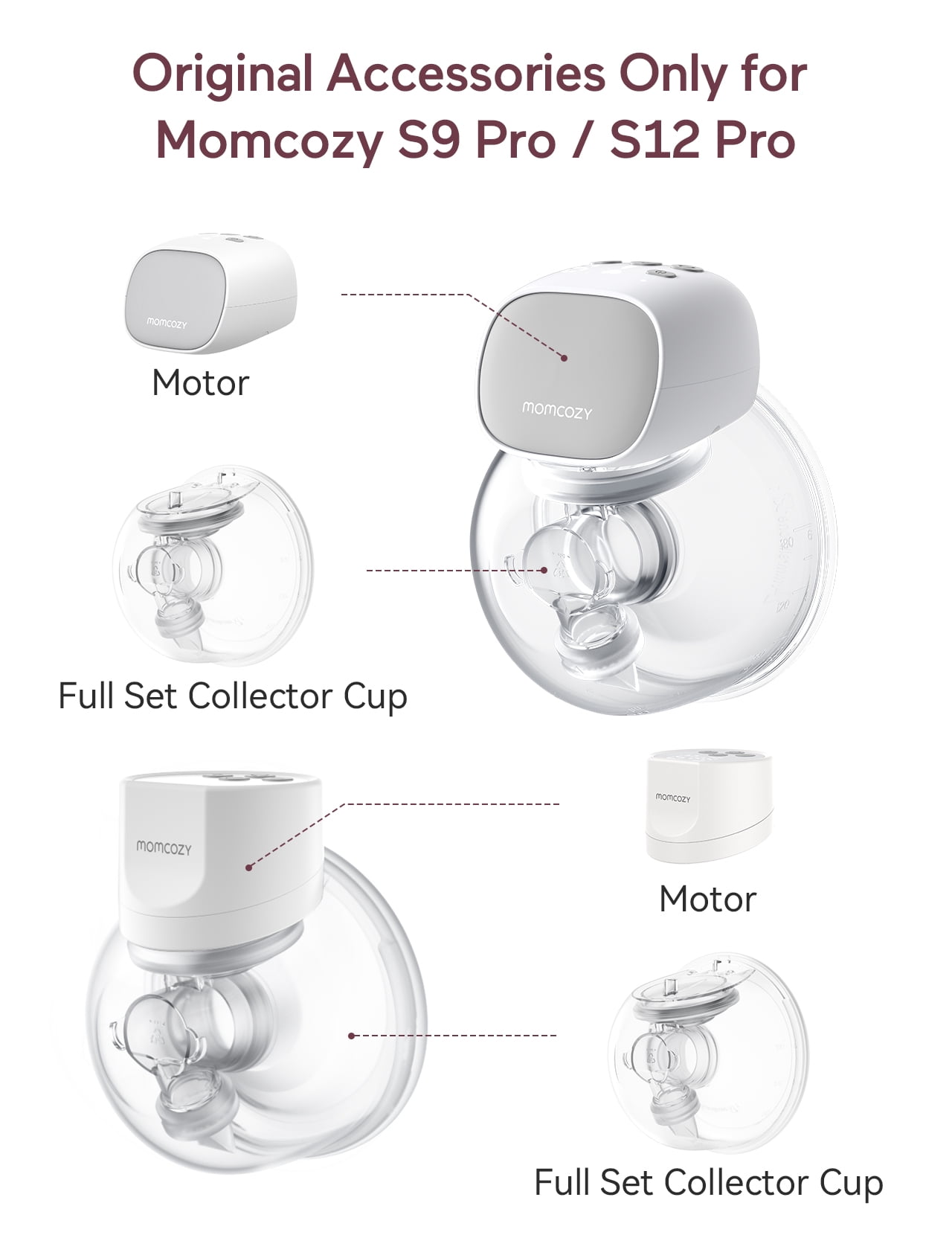 Momcozy S9 Pro-V & S12 Pro-V Replacement Collector Cup, 24mm Flange, 180ml, Single-Sealed, 1 Pack, Not for S9/S12